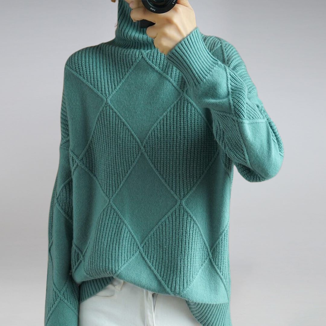 Accogliente maglione dolcevita da donna in cashmere