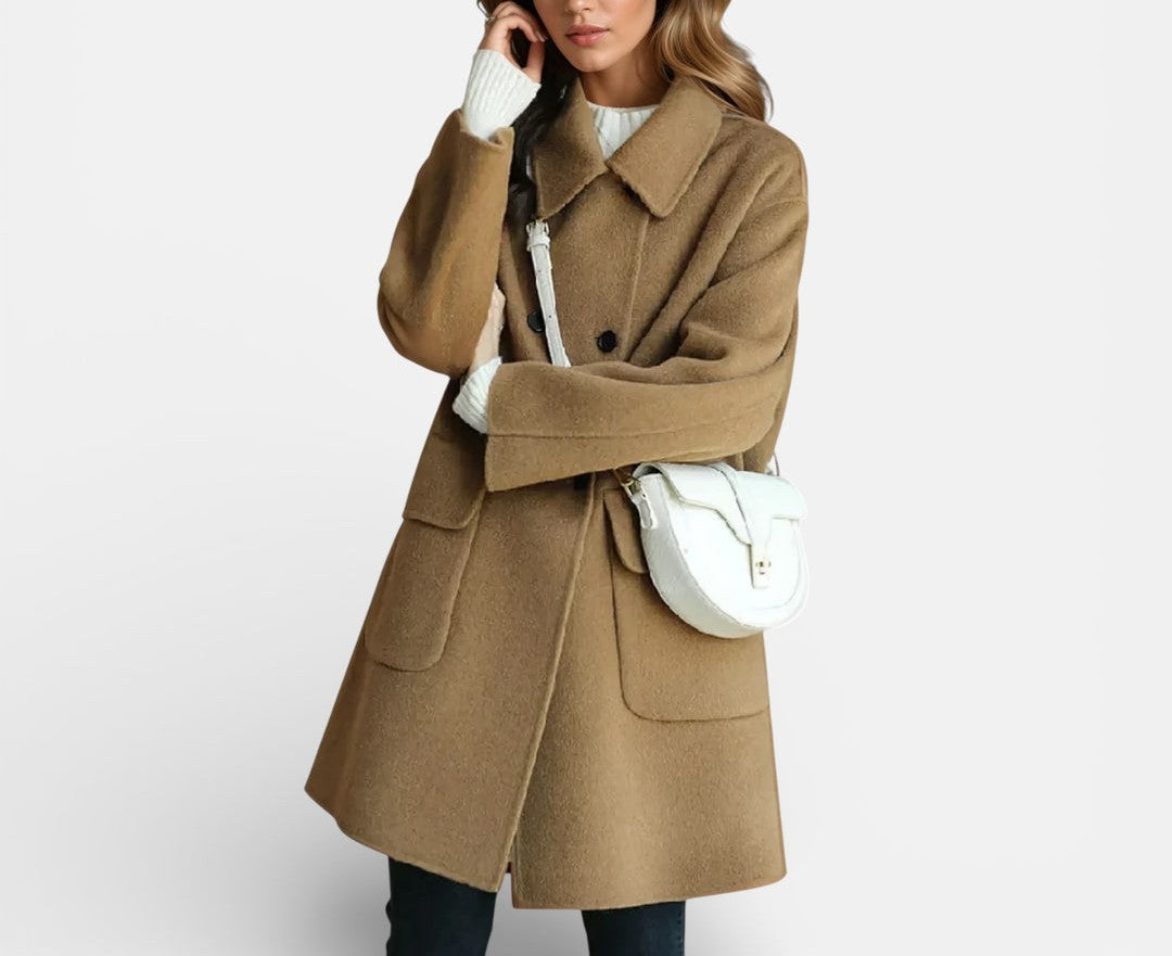 Lorayne - Cappotto lungo elegante e caldo effetto cashmere