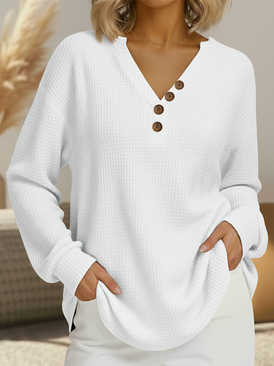 Rayana - Maglione casual in maglia waffle