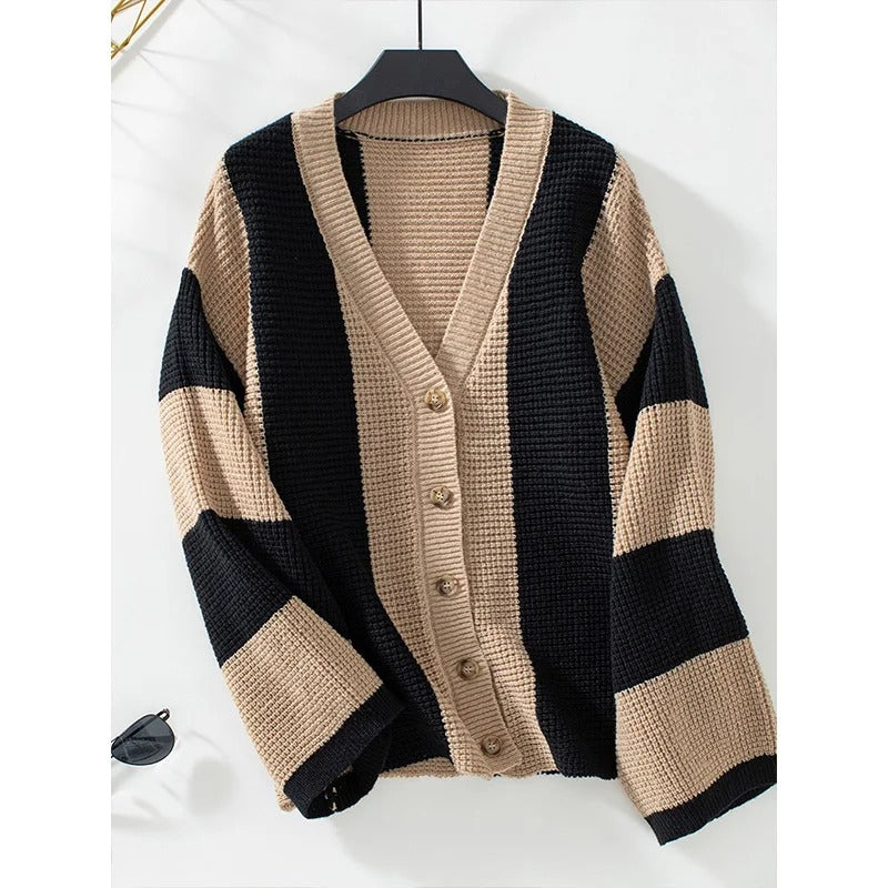 Brittney - Cardigan elegante in maglia a righe