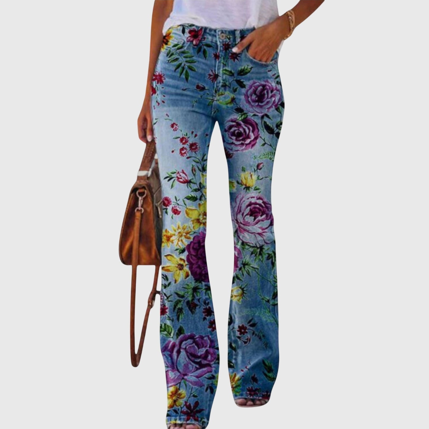 Jeans Skinny da Donna con Stampa Floreale