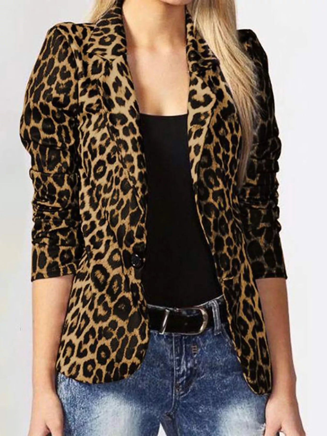 Aeliana - Blazer elegante con stampa leopardata e un bottone