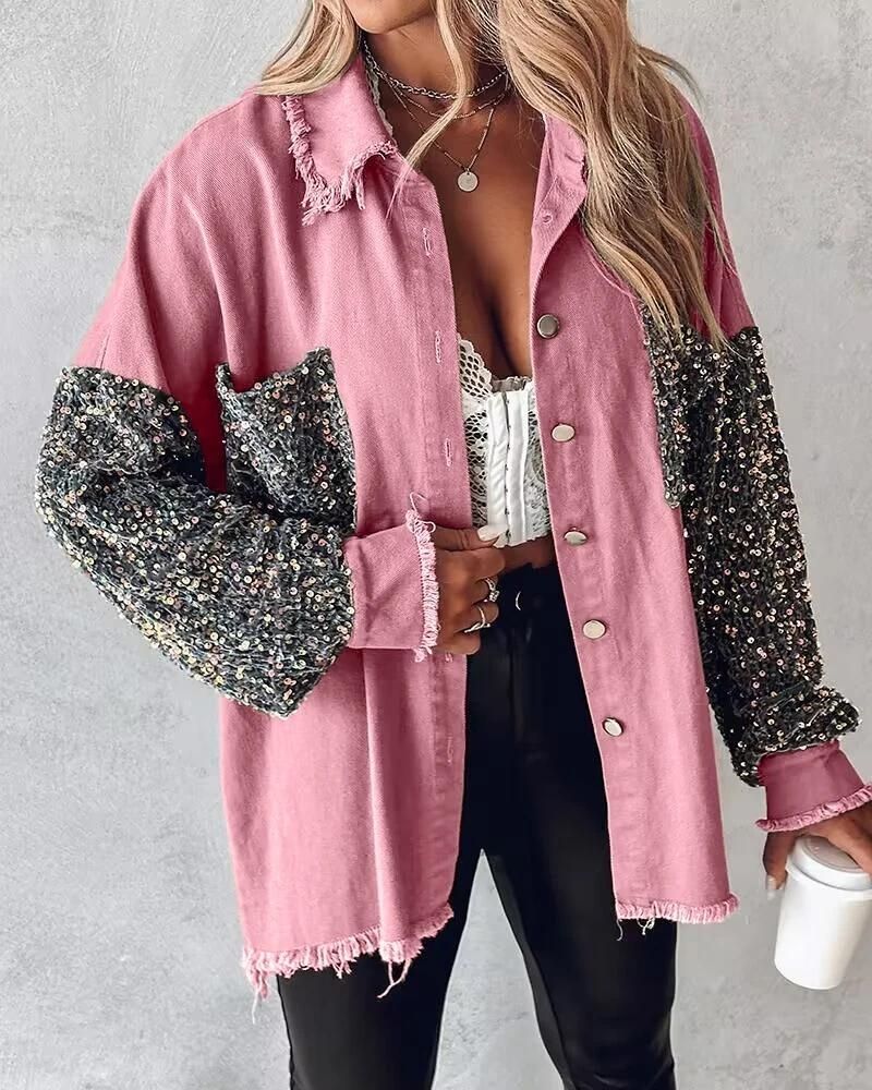 Lindsey - Giacca casual ed elegante con maniche in paillettes