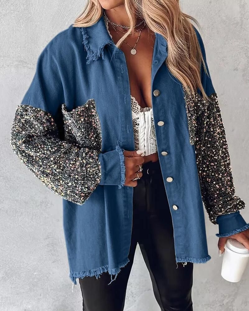 Lindsey - Giacca casual ed elegante con maniche in paillettes