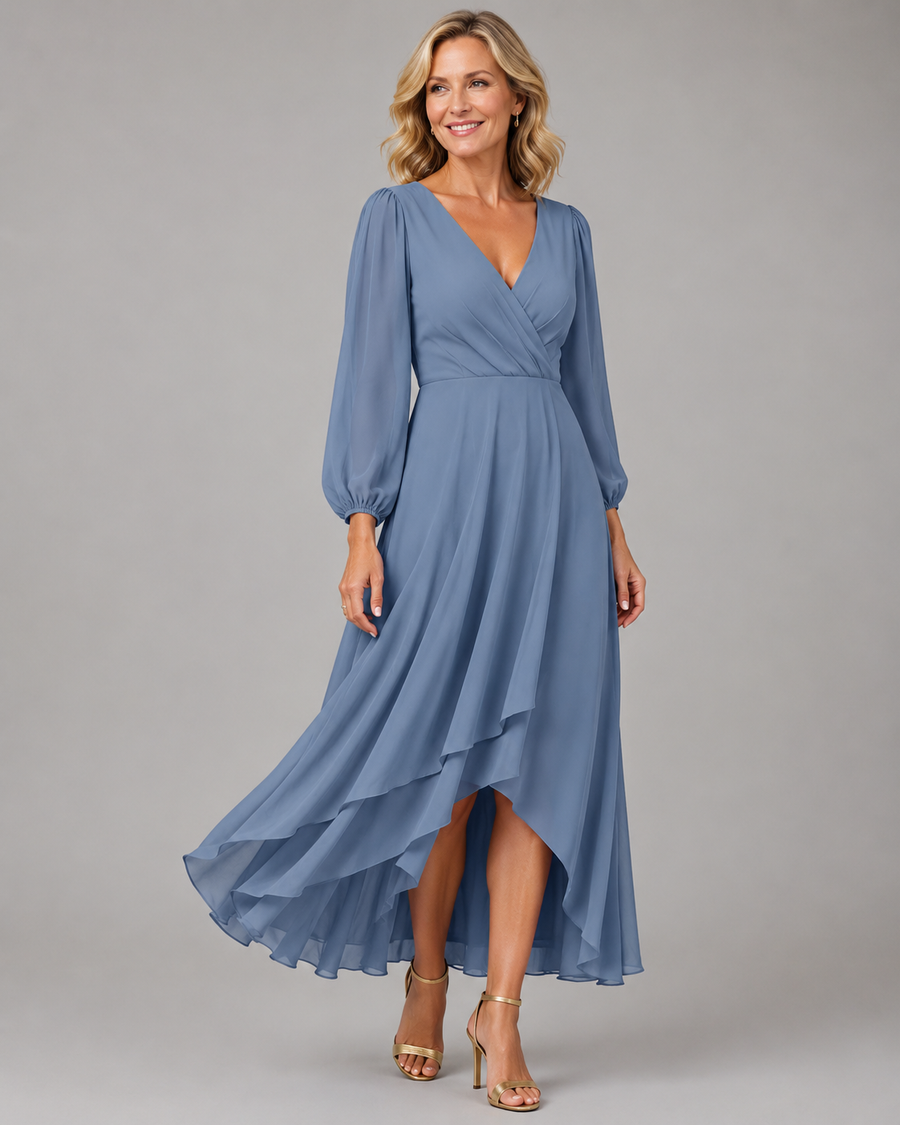 Abito Lungo Elegante da Donna con Scollo a V