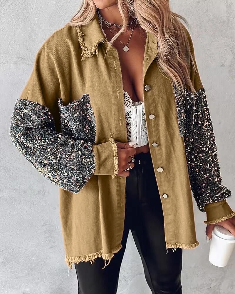 Lindsey - Giacca casual ed elegante con maniche in paillettes