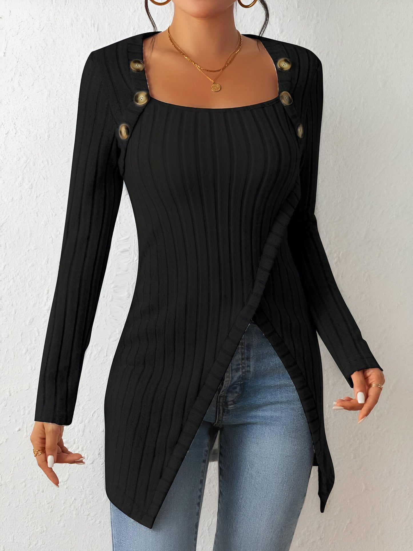 Lidian - Maglione cozy e stiloso con orlo asimmetrico