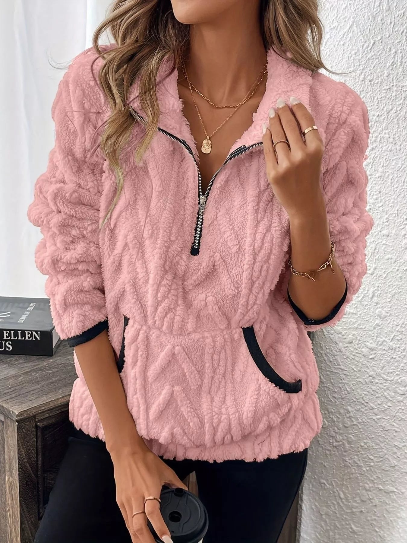 Savana - Elegante maglione caldo con mezza zip