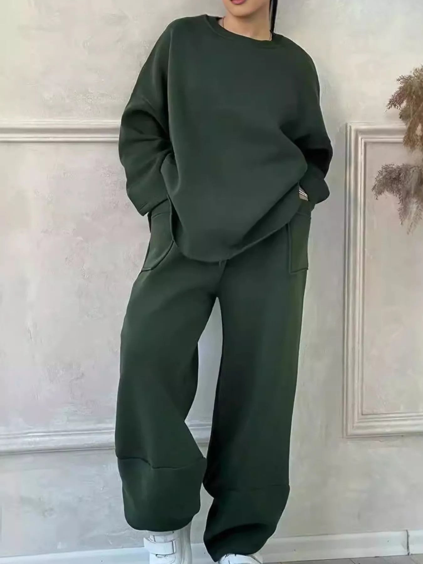 Generosa - Set oversize caldo con maglione e pantaloni