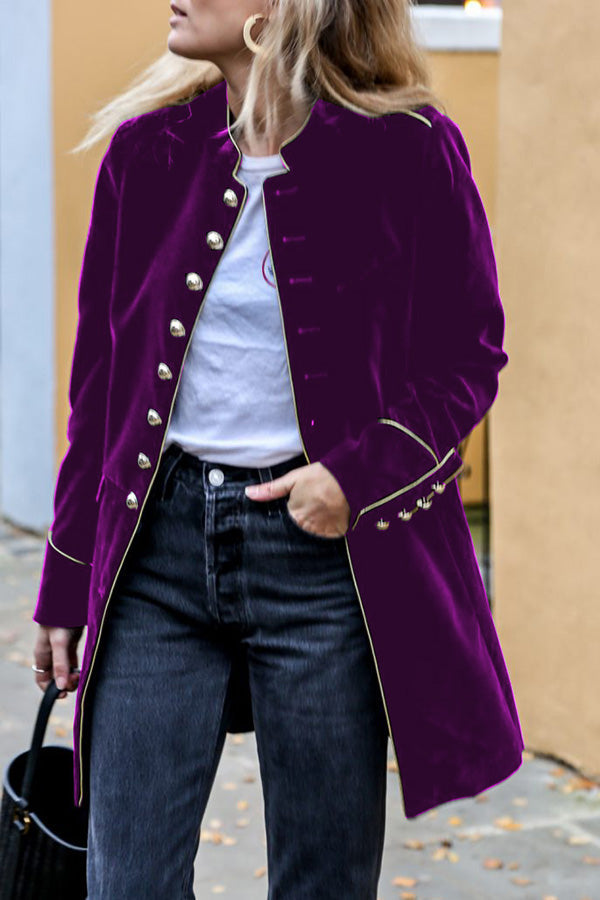 Della - Elegante cappotto doppiopetto in velluto caldo