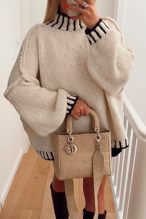 Cheyenne - Maglione oversize elegante con collo alto e spalle scese