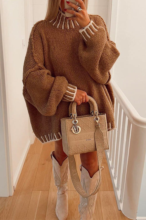 Cheyenne - Maglione oversize elegante con collo alto e spalle scese