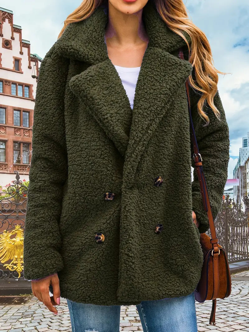Lolly - Cappotto teddy doppiopetto con revers