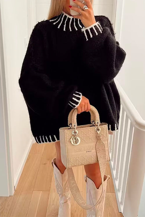 Cheyenne - Maglione oversize elegante con collo alto e spalle scese