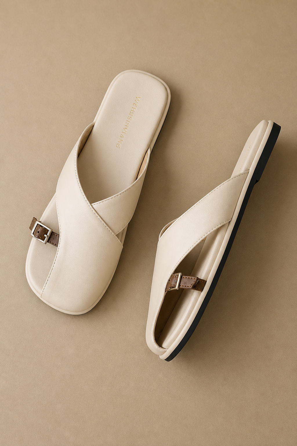 Sandali in Pelle con Punta Quadrata da Donna