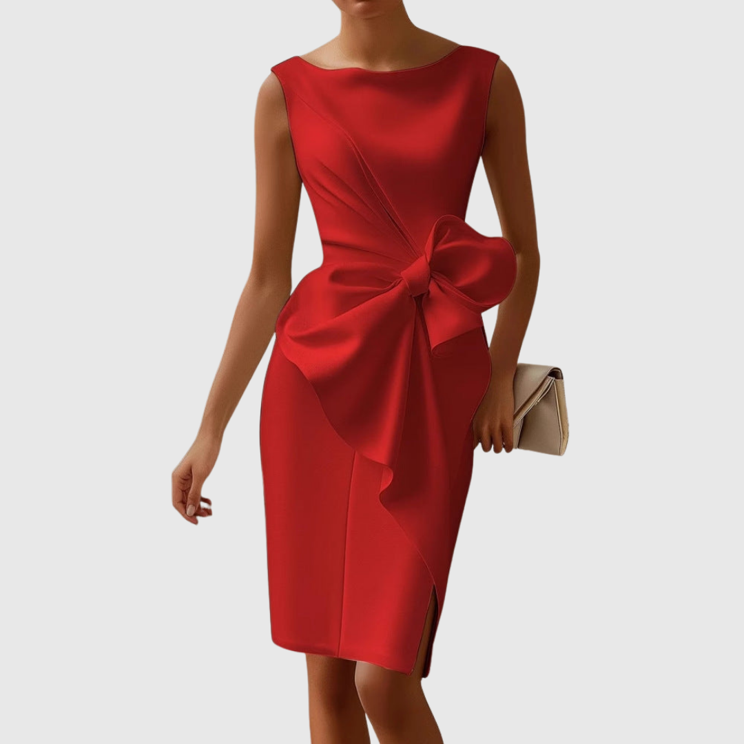 Abito Midi Aderente con Fiocco da Donna