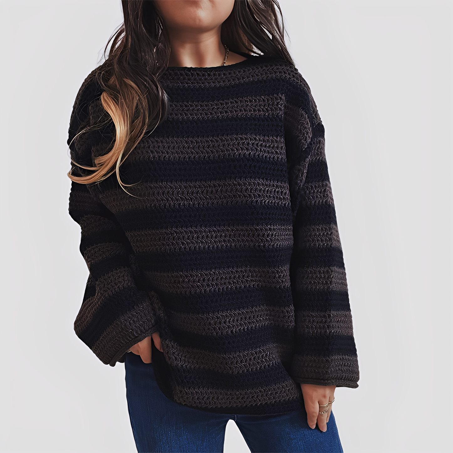 Tabina - Maglione ampio a righe, cozy e stiloso