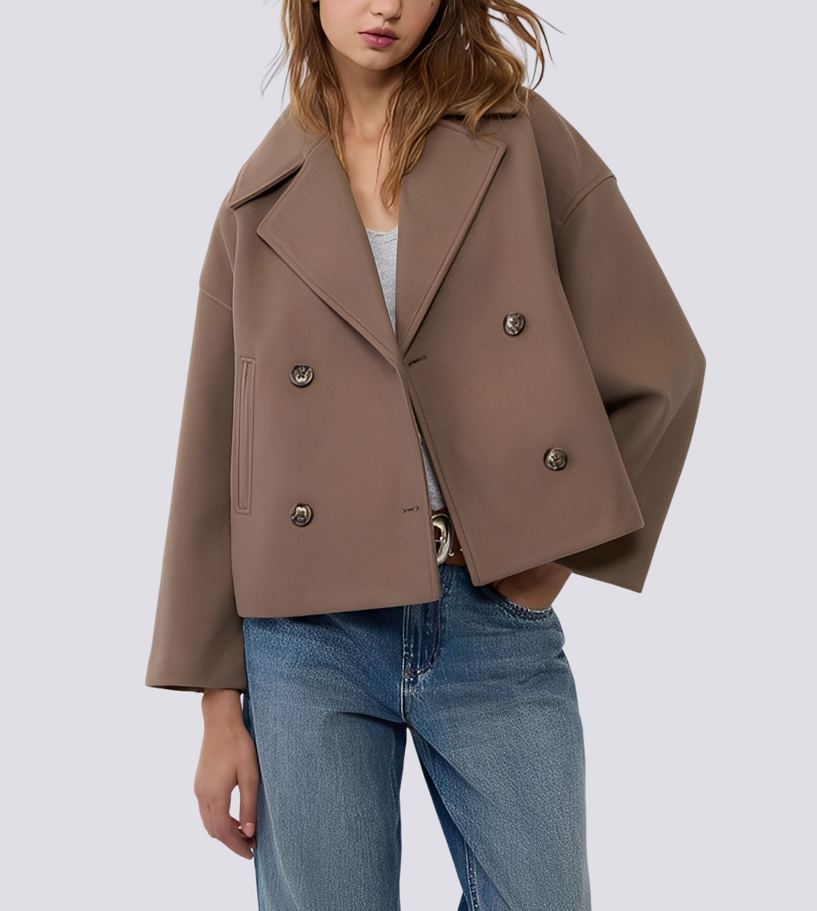 Julissa - Elegante Cappotto Corto in Stile Lana a Vestibilità Ampia