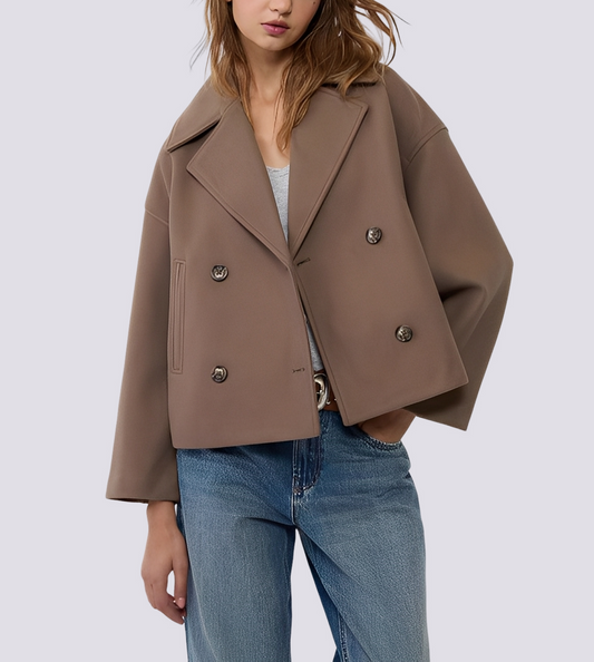 Julissa - Elegante Cappotto Corto in Stile Lana a Vestibilità Ampia