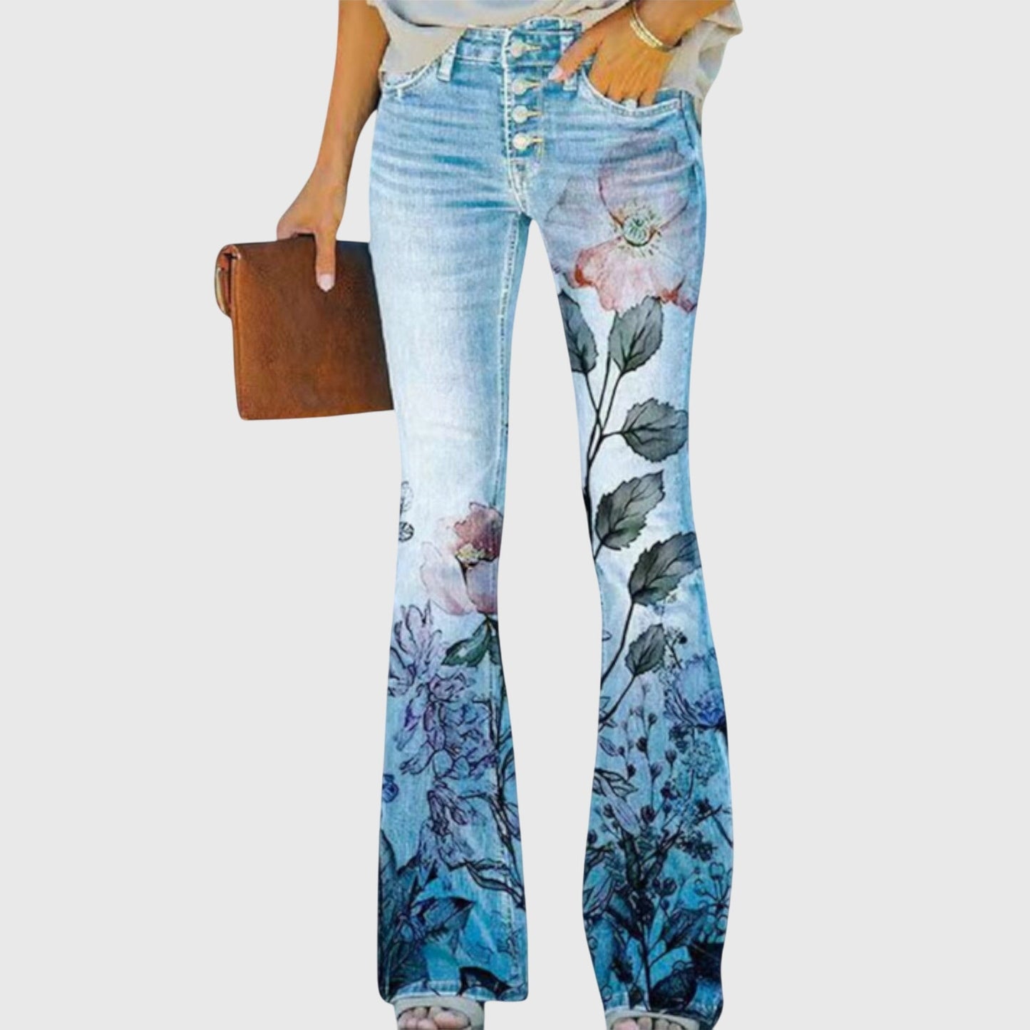 Jeans Skinny da Donna con Stampa Floreale