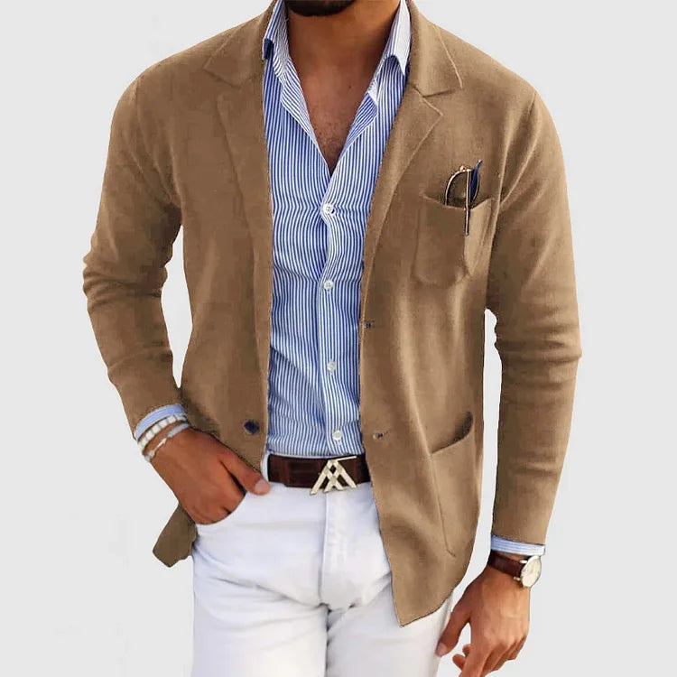 Blazer da uomo elegante con tasche casual con bottoni e colletto a revers – Nico