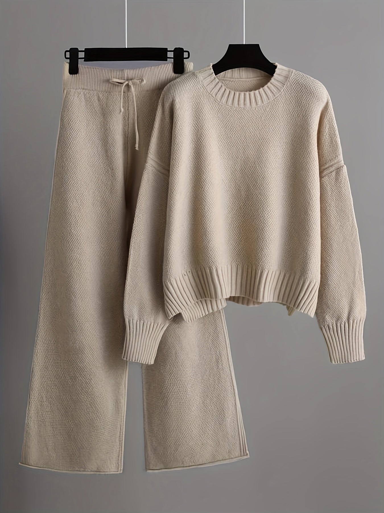 Razia - Elegante set composto da maglione ampio e pantaloni a gamba larga