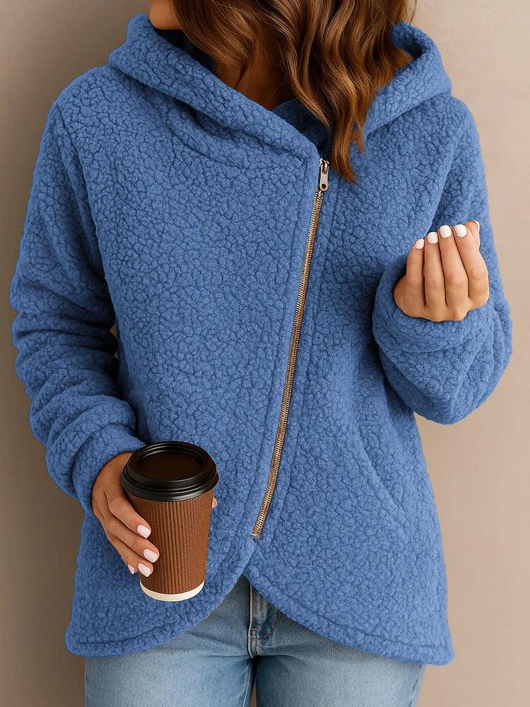 Revina - Felpa con Cappuccio Zip in Sherpa Caldo e Stiloso