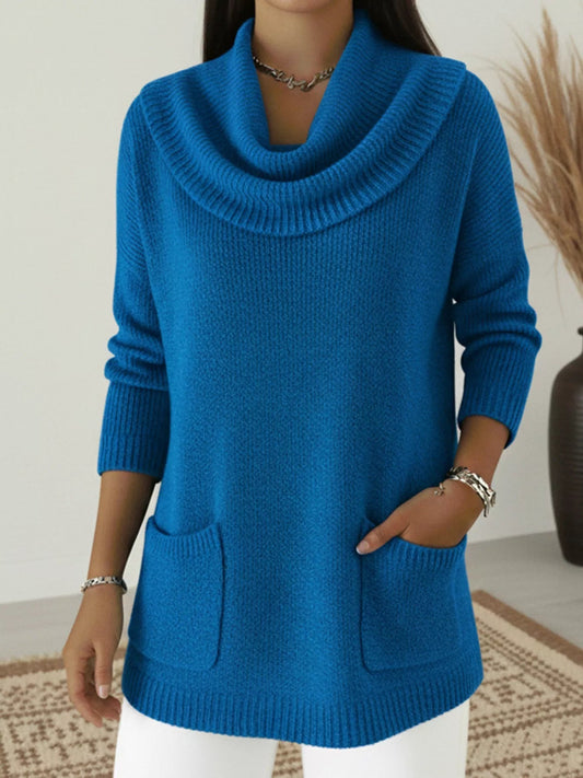 Violeta - Maglione elegante a maniche lunghe con collo morbido e tasche