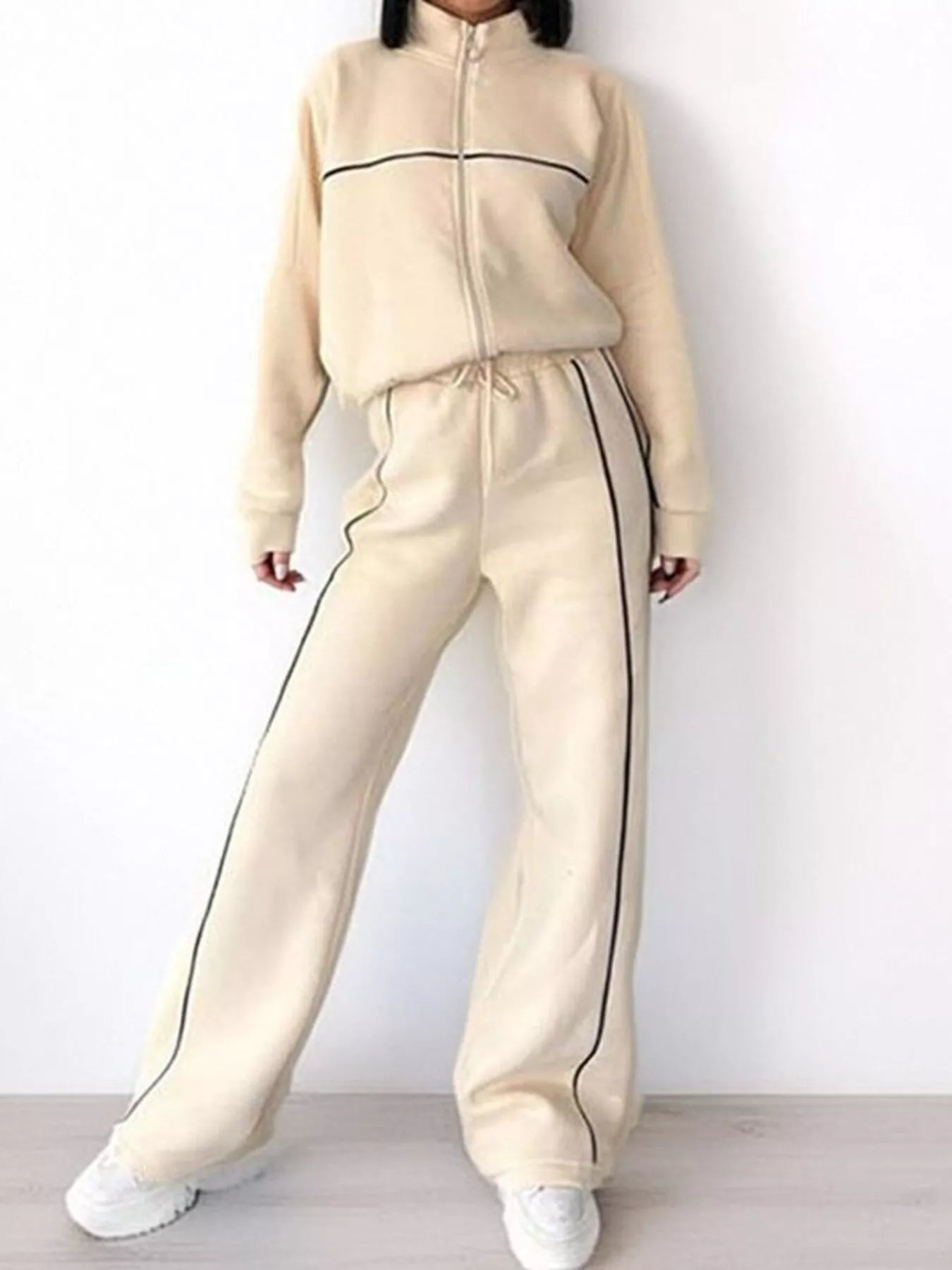 Goldina - Completo elegante con giacca a zip e pantaloni caldi