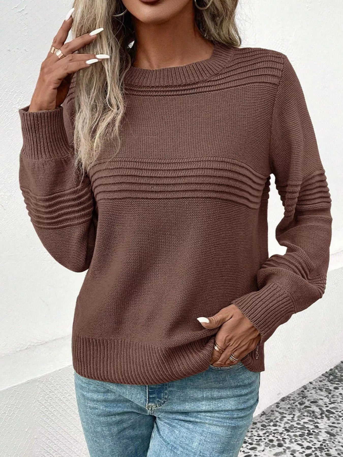 Zeva - Maglione casual ed elegante con collo rotondo e maniche lunghe