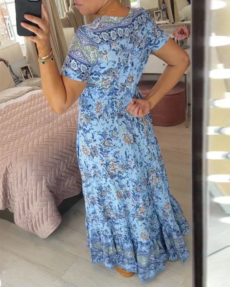 Noelia - Abito con motivo floreale e scollo a V