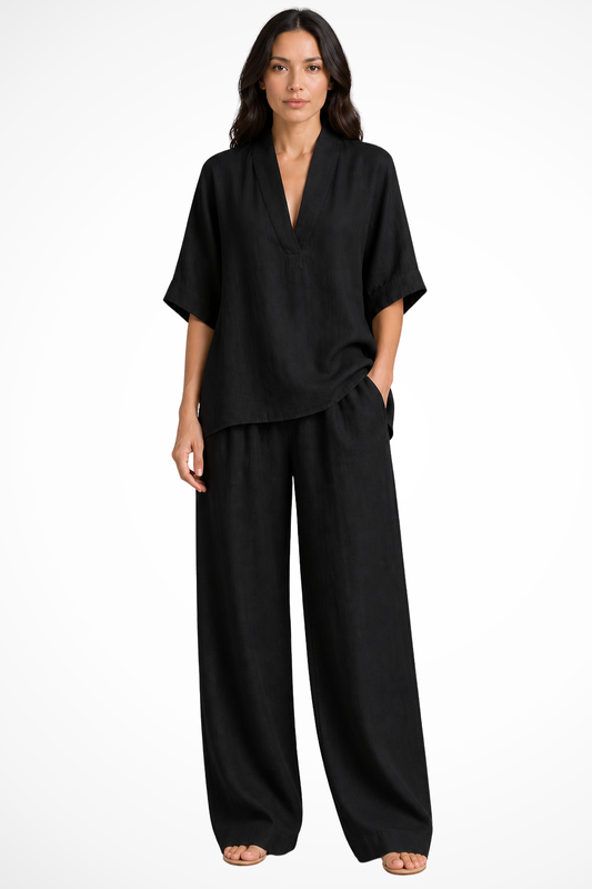 Completo Coordinato in Lino con Scollo a V da Donna