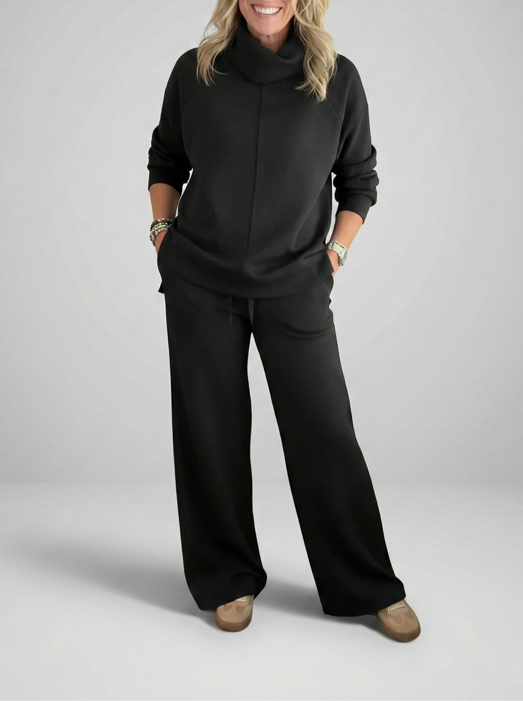 Jaidda - Set elegante dolcevita e pantaloni in maglia