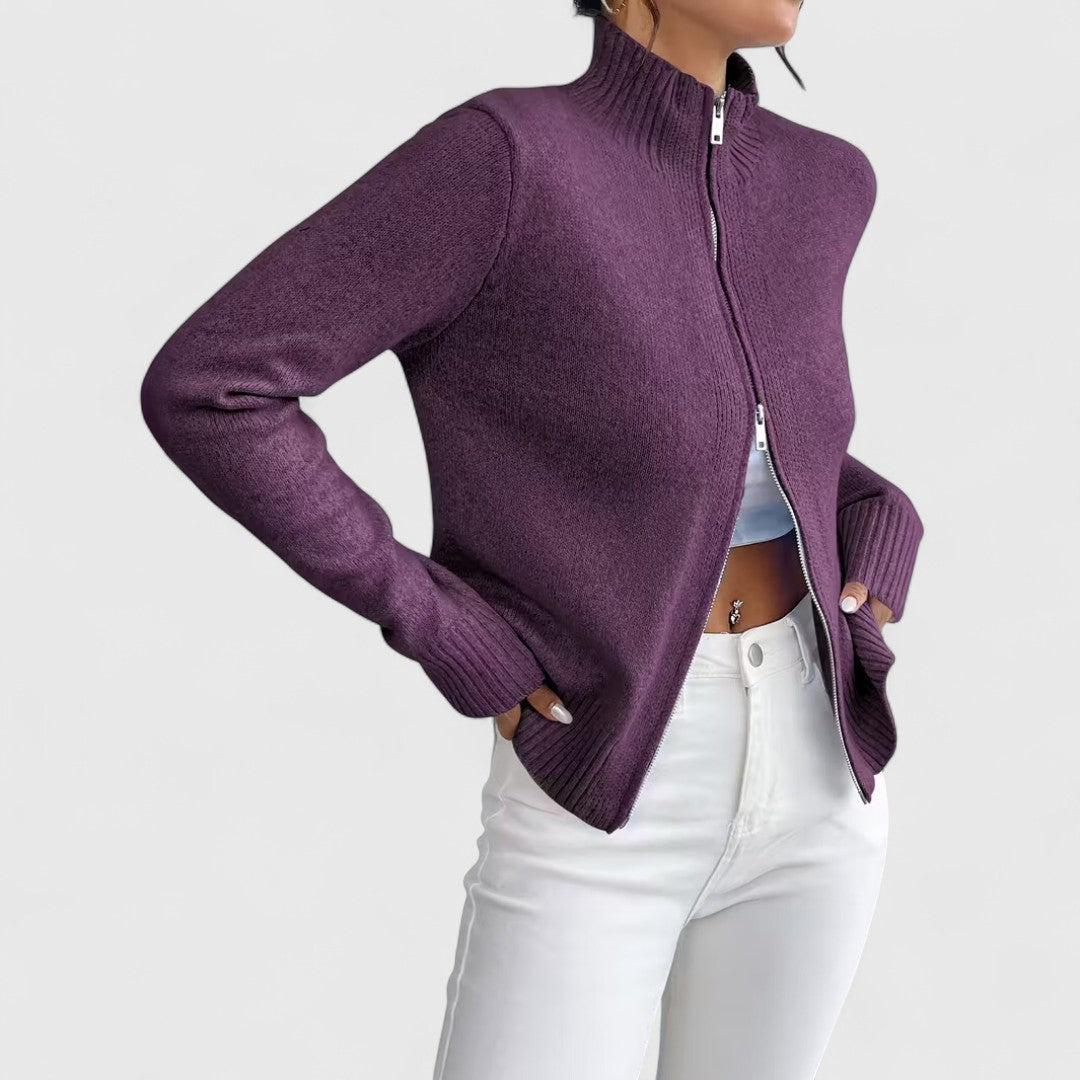 Nomi - Cardigan caldo a zip in maglia