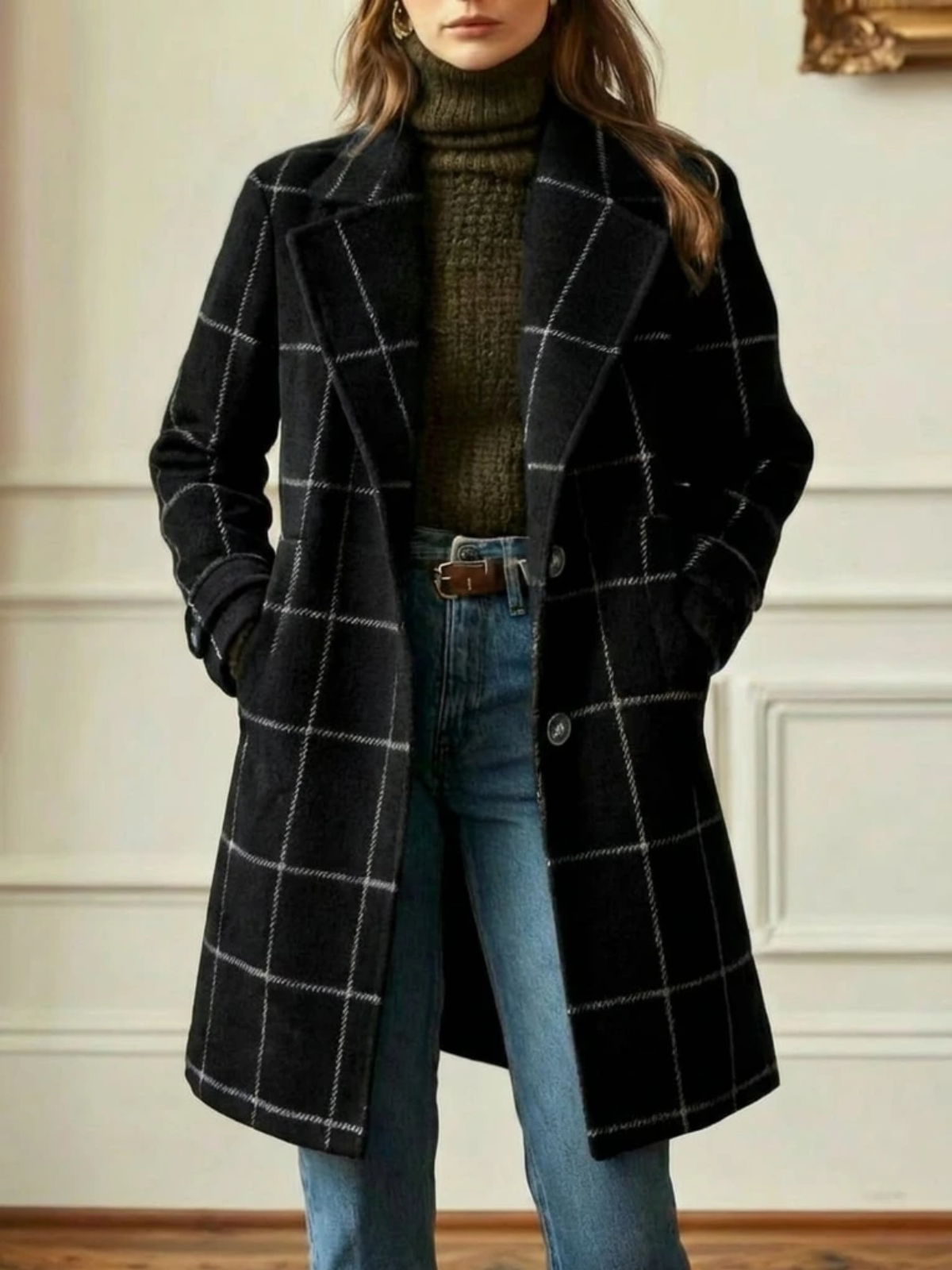 Cappotto Classico da Donna in Lana a Quadri
