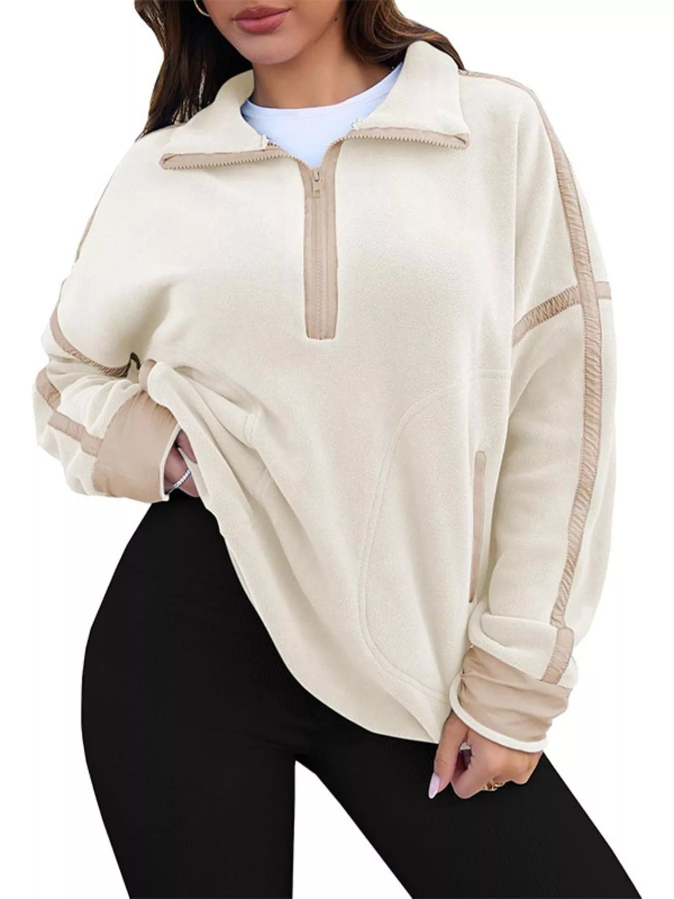 Elenna - Maglione casual elegante con mezza zip