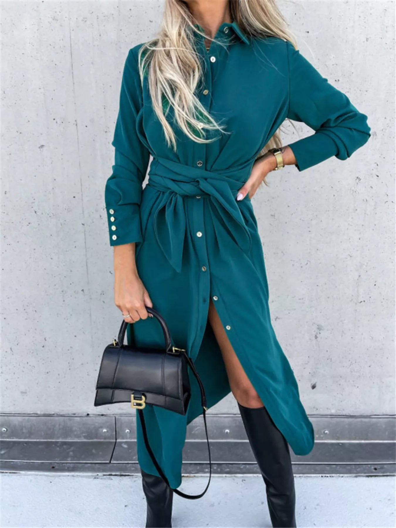 Carlotta - Abito chemisier elegante con bottoni e vestibilità ampia