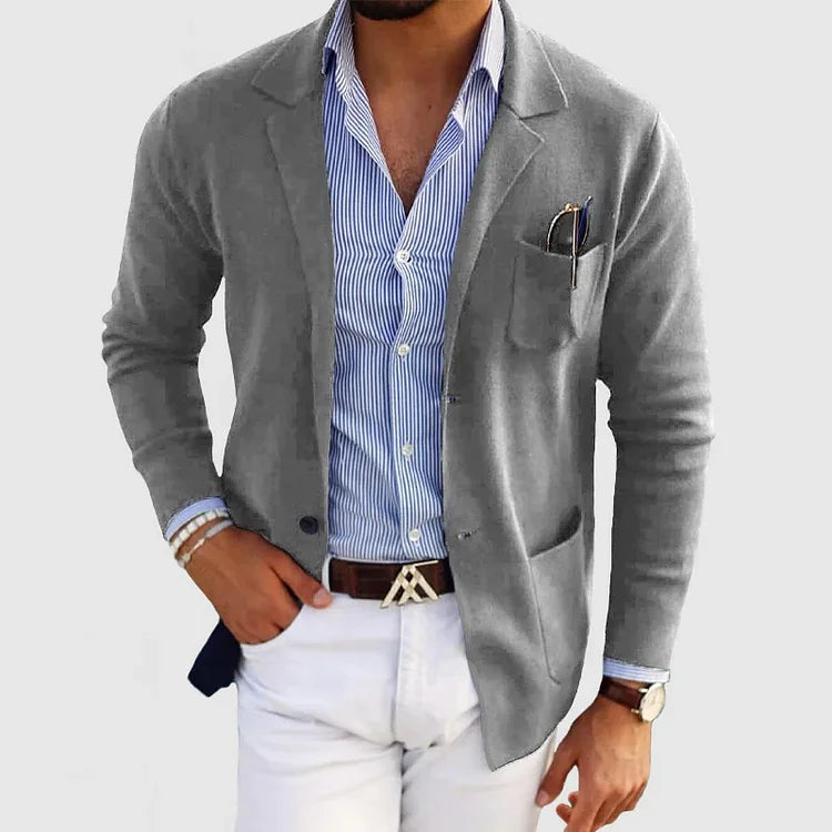 Blazer da uomo elegante con tasche casual con bottoni e colletto a revers – Nico
