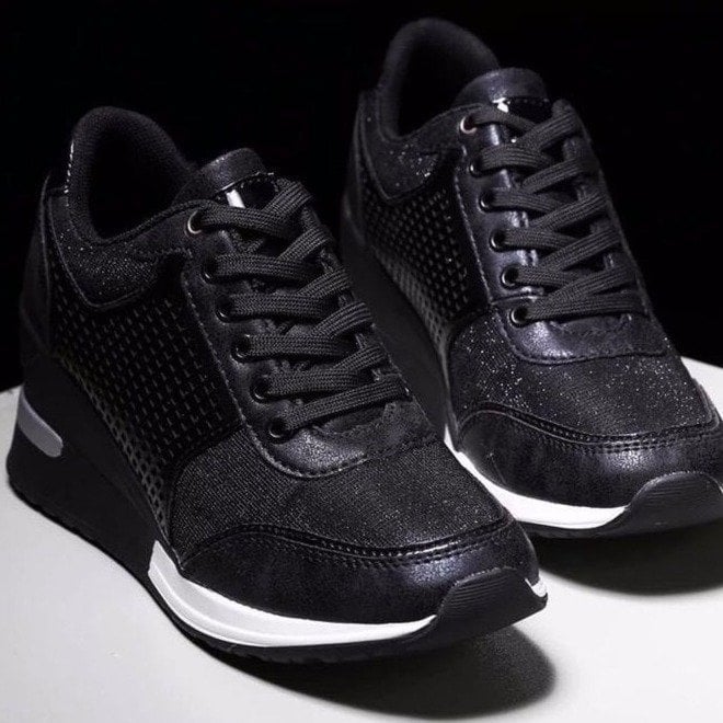 Amelia - Scarpe da ginnastica ortopediche con tacco alto e zeppa