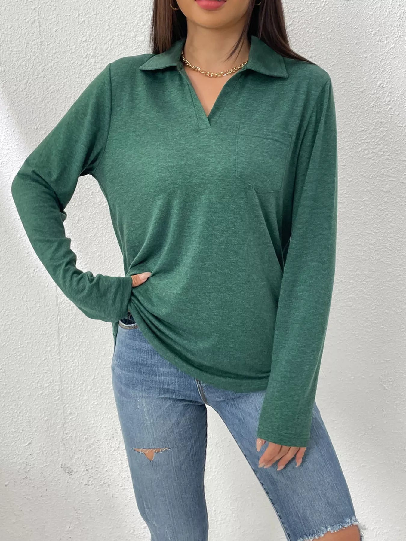 Aurelia - Felpa polo casual a maniche lunghe