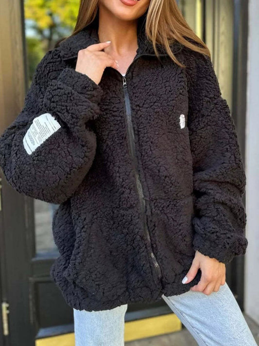 Claira - Giacca oversize in sherpa fleece con zip, elegante e confortevole