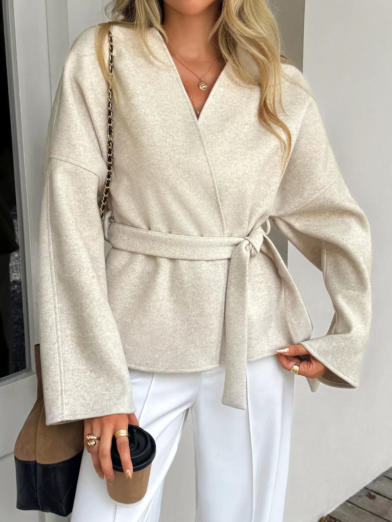 Gemma - Cardigan casual con cintura incrociata