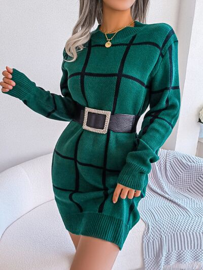Liliah - Mini abito maglione caldo con motivo scozzese