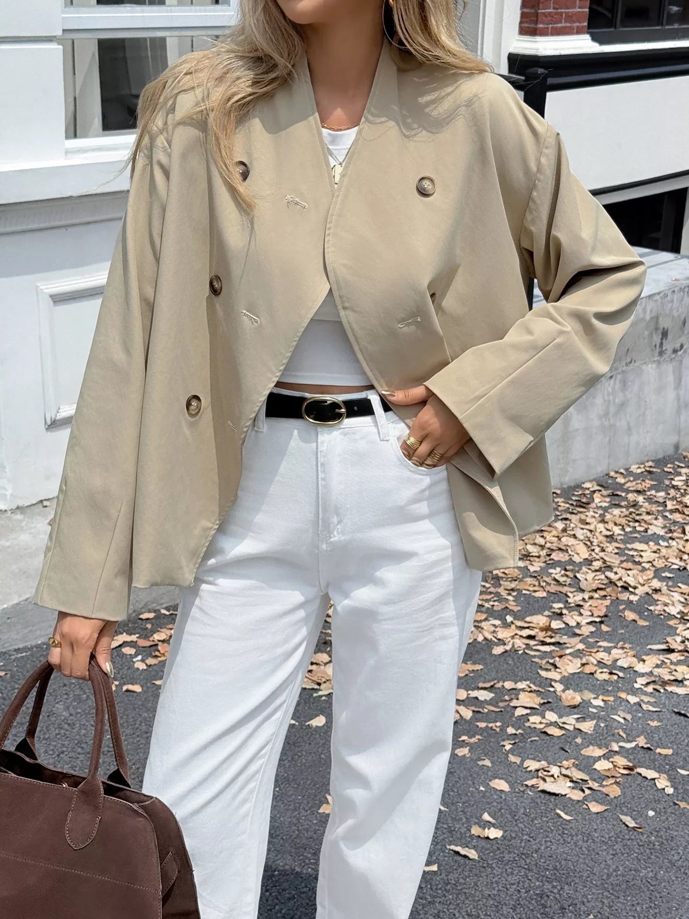 Rhoda - Elegante cappotto doppiopetto a maniche lunghe