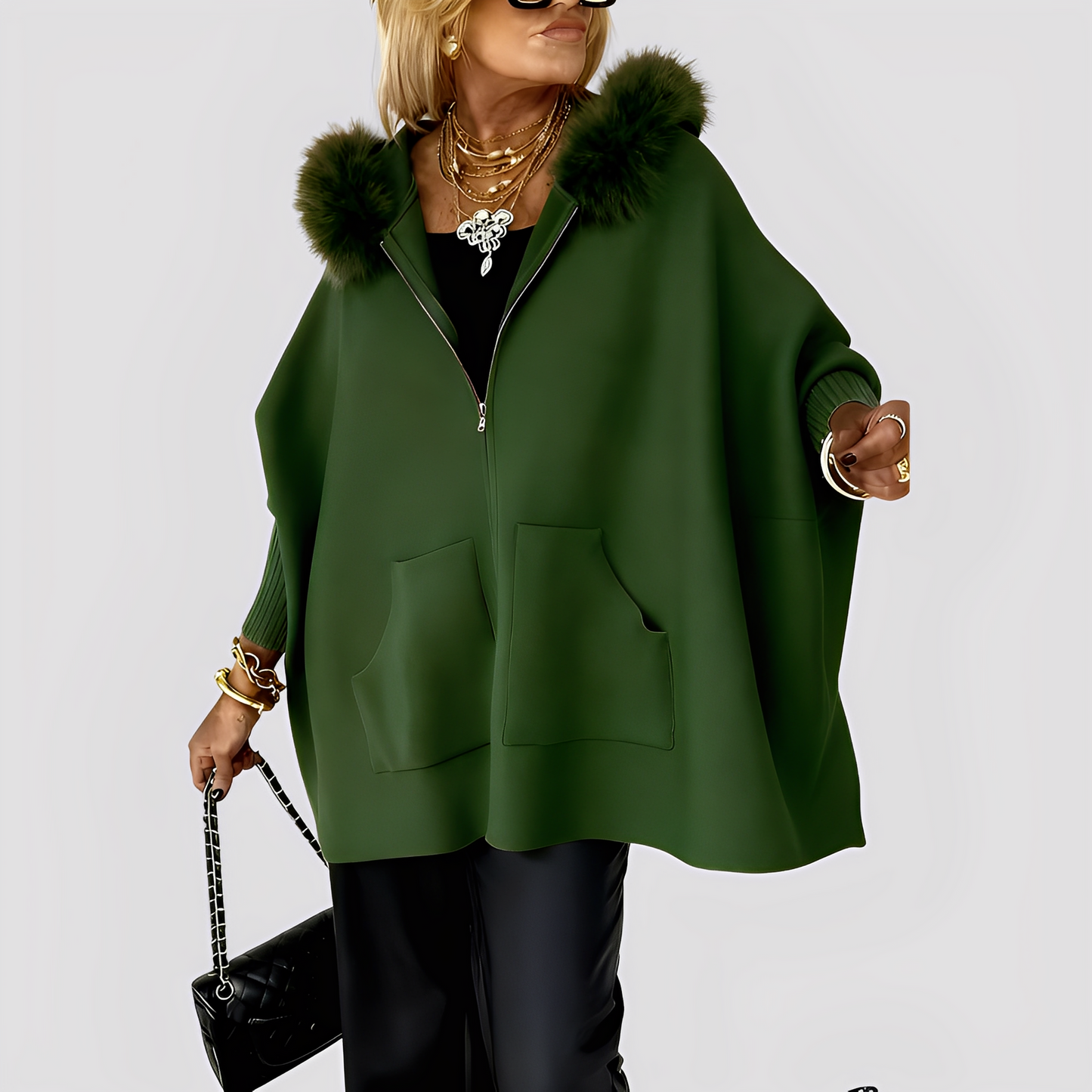 Jayla - Elegante Cappotto in Pelliccia Sintetica con Cappuccio