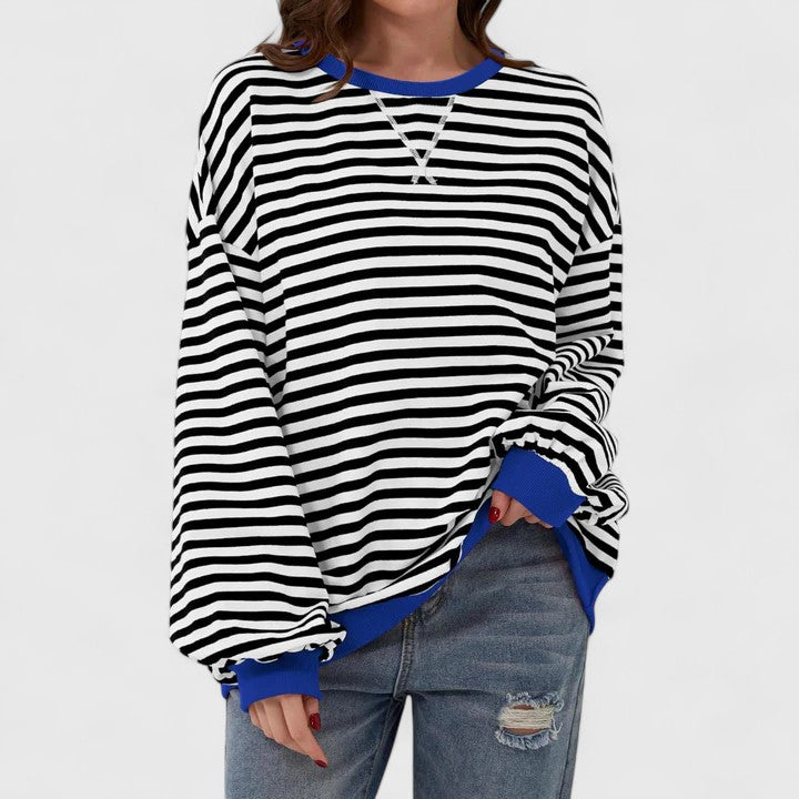 Zeana - Maglione caldo ampio a righe alla moda