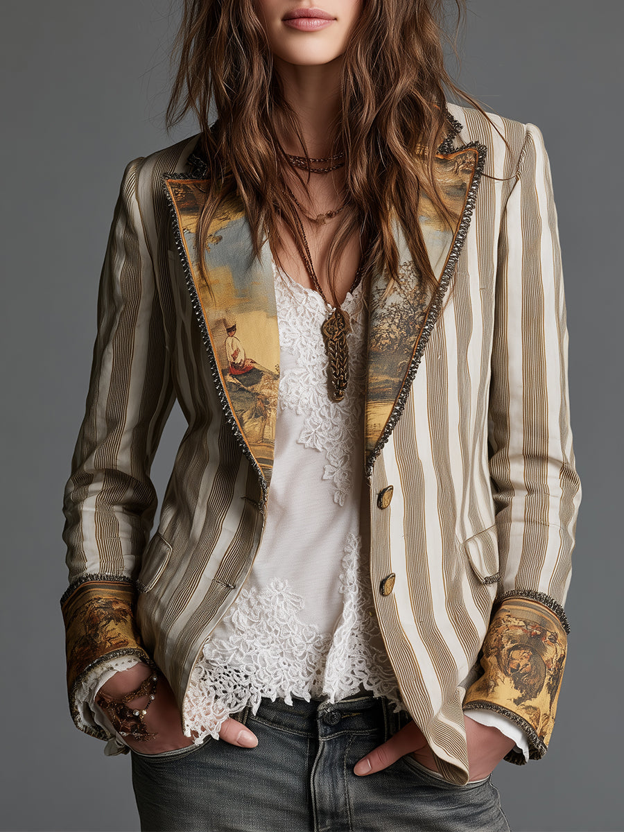 Blazer Sartoriale da Donna a Righe Decise