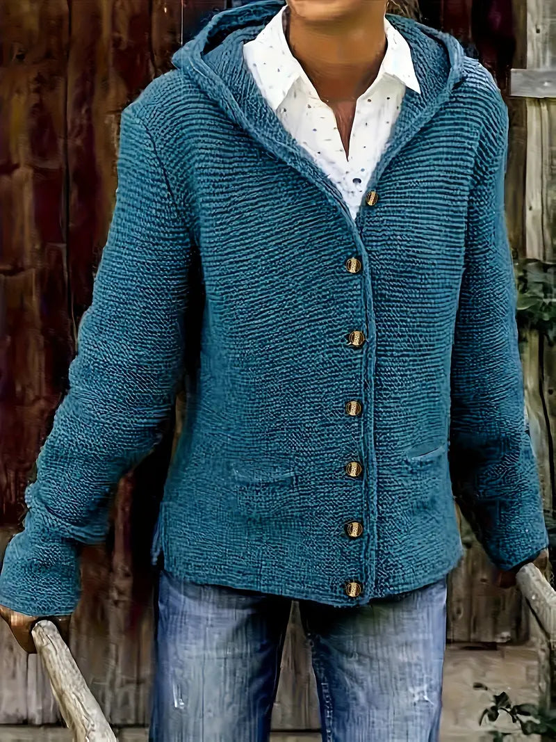Joelle - Cardigan Elegante Lavorato a Maglia con Cappuccio e Maniche Lunghe