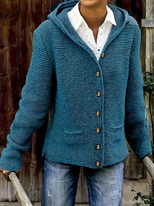 Joelle - Cardigan Elegante Lavorato a Maglia con Cappuccio e Maniche Lunghe