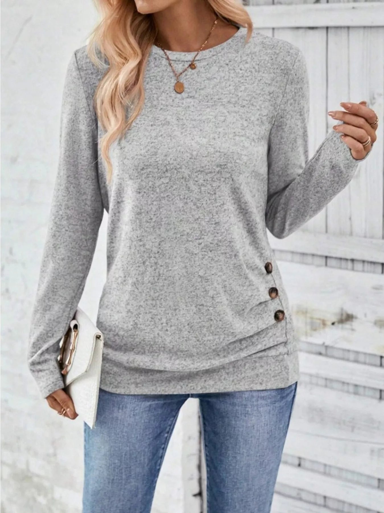 Verline - Felpa casual a maniche lunghe con bottoni